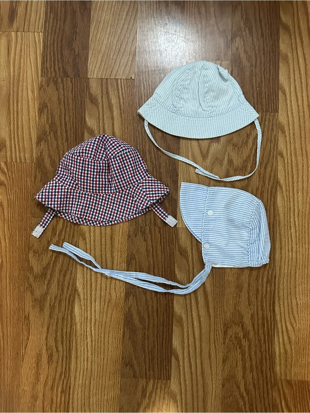 Kids Sun Hat Set - Blue Stripe & Red Gingham Styles